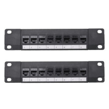2X 8 Port Straight-Through CAT6 Patchpanel RJ45 Netzwerkkabel Adapterbuchse Ethernet Verteilerrahmen