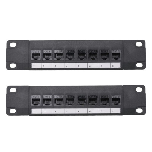 2X 8 Port Straight-Through CAT6 Patch Panel RJ45 Network Cable Adapter Jack Ethernet Distribution Frame