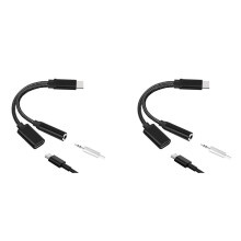 2X Adattatore Audio di Ricarica da Tipo C A 3,5 mm Cavo Audio AUX per Cuffie Splitter USB C 2 in 1 per Splitter per Smartphone