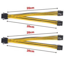 4 Pièces Séries CPU 8Pin Femelle 1 à 2 Mâle 4 + 4Pin Y Splitter Câble de Puissance Cordon 18AWG 20CM