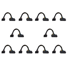 10X 24 Pin to 14 Pin ATX PSU Main Power Adapter Braided Sleeved Cable for for PC and Servers 12-Inch(30cm)