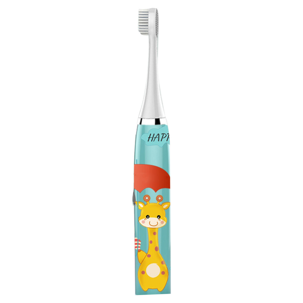 Blue Children Electric Toothbrush Cartoon Sonic With 3 Brush Heads, Deer