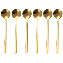 6 PCS Gold Stainless Steel Espresso Spoons 5.9 Inch Elegant Teaspoons Set for Coffee and Dessert