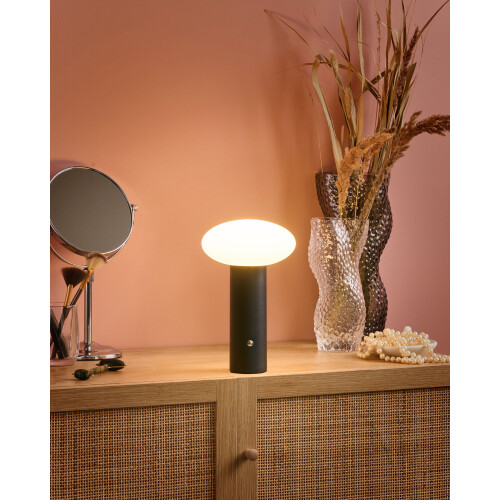 Beliani Wireless LED Table Lamp BUAYAN with Dimmer Metal Black 1