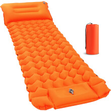 Orange Ultralight Camping Mat Pillow & Foot Pump