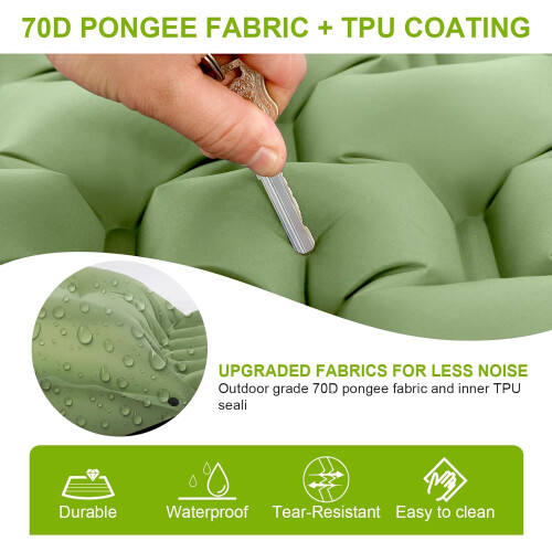 Green Ultralight Camping Mat Pillow & Foot Pump 2