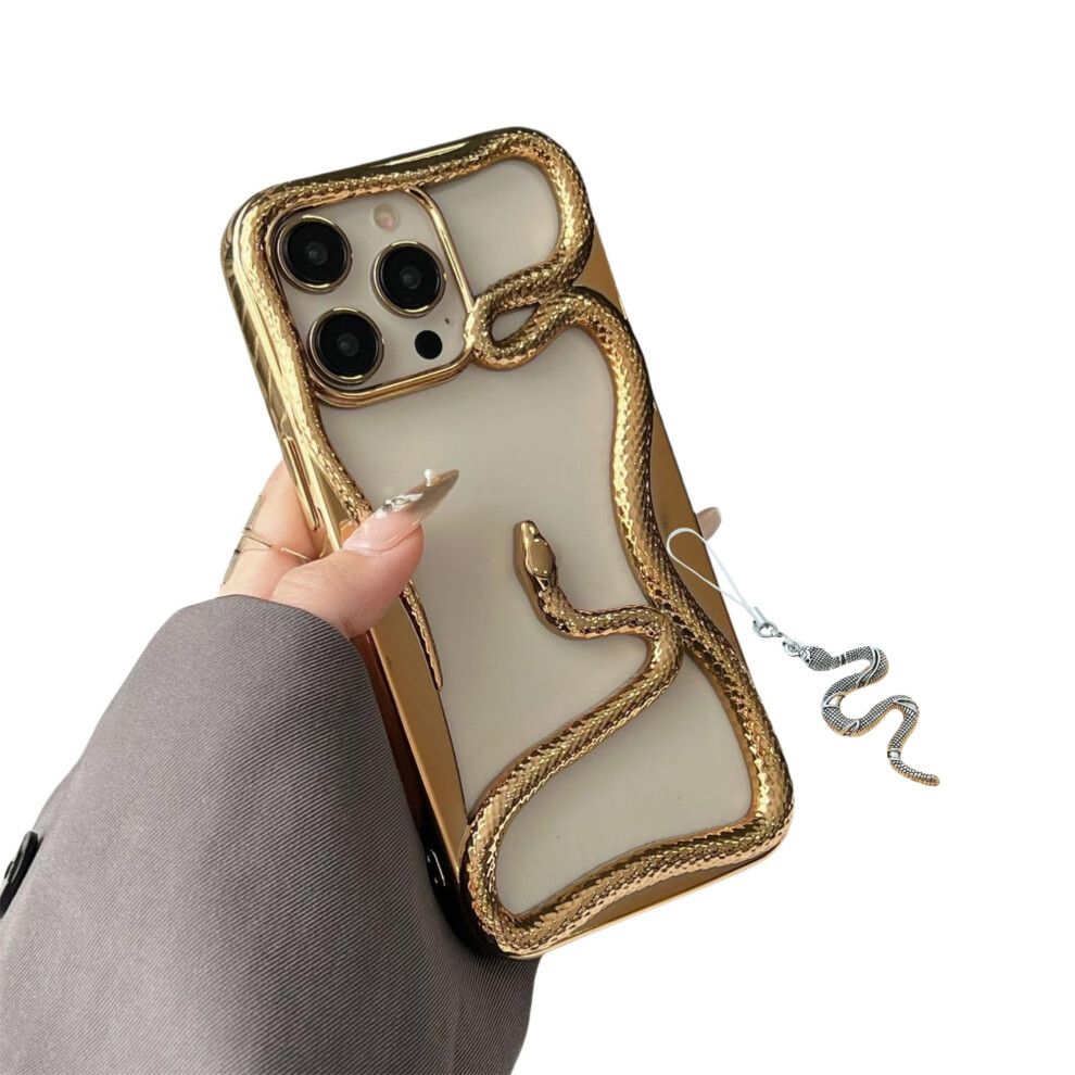 Case For Galaxy S24 Ultra Hollow Snake Design Soft Tpu Shockproof Cover With Heat Dissipation And Pendant Gold 9169991083537