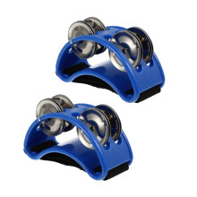 Foot Tambourine Set of 2 with Adjustable Elastic Strap for Hands Rhythm and Bright Jingle Sound