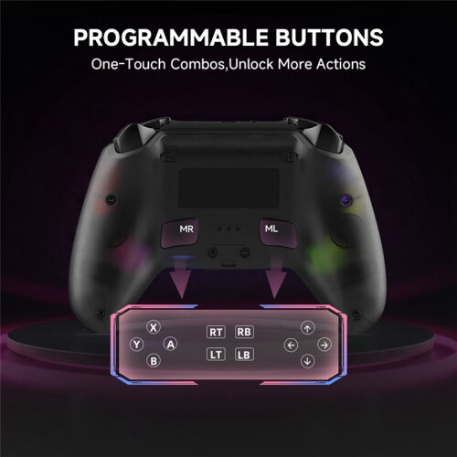 Transparent Wireless Controller for PS5 PC for IOS for Android Steam Wireless  Controller with RGB Lights 2