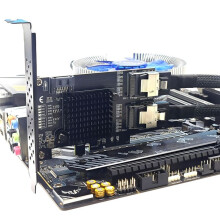 PCI-E 1x 3.0 (1x,4x,8x, and 16x Slots) to 2-Port MINISAS SFF-8087+ to 9-Port 3.0 Hard Drive 6G Expansion Card A