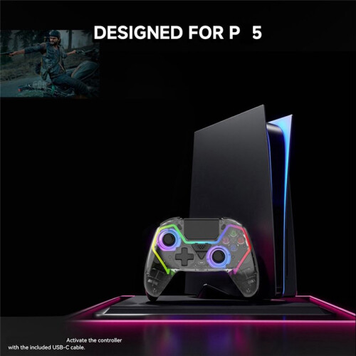 Transparent Wireless Controller for PS5 PC for IOS for Android Steam Wireless  Controller with RGB Lights 1