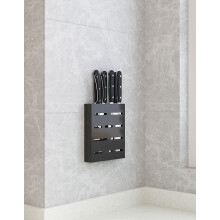Wall Mounted Knife Holder Black – SpaceSaving Kitchen Knife Storage Rack, Holds Up to 10 Knives