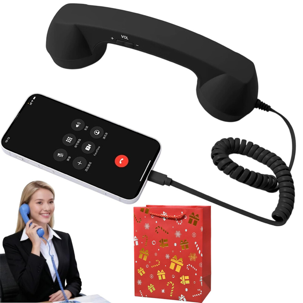 Retro Bluetooth Phone Handset With Noise Reduction Audio For Iphone And Android, Typec Black 9771547125730