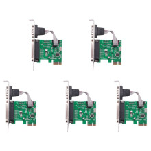5X RS232 -232 Serial Port COM & DB25 Printer Parallel Port LPT to PCI-E PCI Express Card Adapter Converter