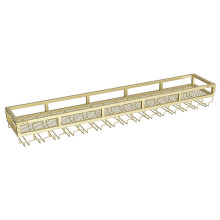 Gold Wall Mounted Wine Rack with Glass Holder, Large Capacity Iron Shelf for Bar, Cafe and Kitchen