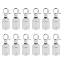 Rope Barrier End Stopper Cord End Caps with Hook 2.5cm Silver