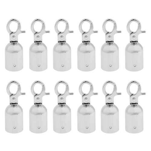 Rope Barrier End Stopper Cord End Caps with Hook 2.5cm Silver