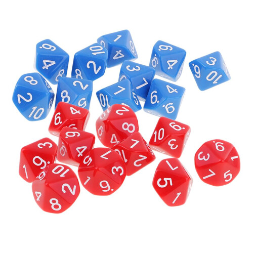 20 Pieces 10 Sided Dices D10 Polyhedral Dice for Dungeons and Dragons
