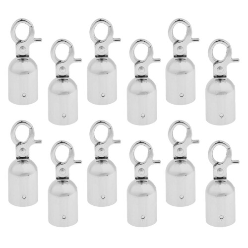 Rope Barrier End Stopper Cord End Caps with Hook 2.5cm Silver 2