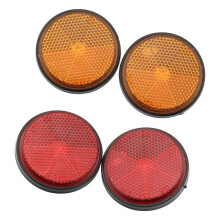 2 Pair Round Reflectors Universal for Motorcycle ATV Dirt Bike Red/Ora