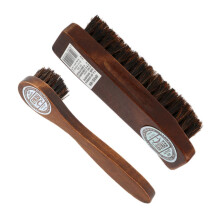 2x Long Wood Handle Bristle Horse Hair Brush Shoe Boot Polish Shine Cl