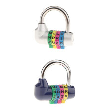 4 Digit Dial Letter Combination Padlock Travel Luggage Lock Silver & B