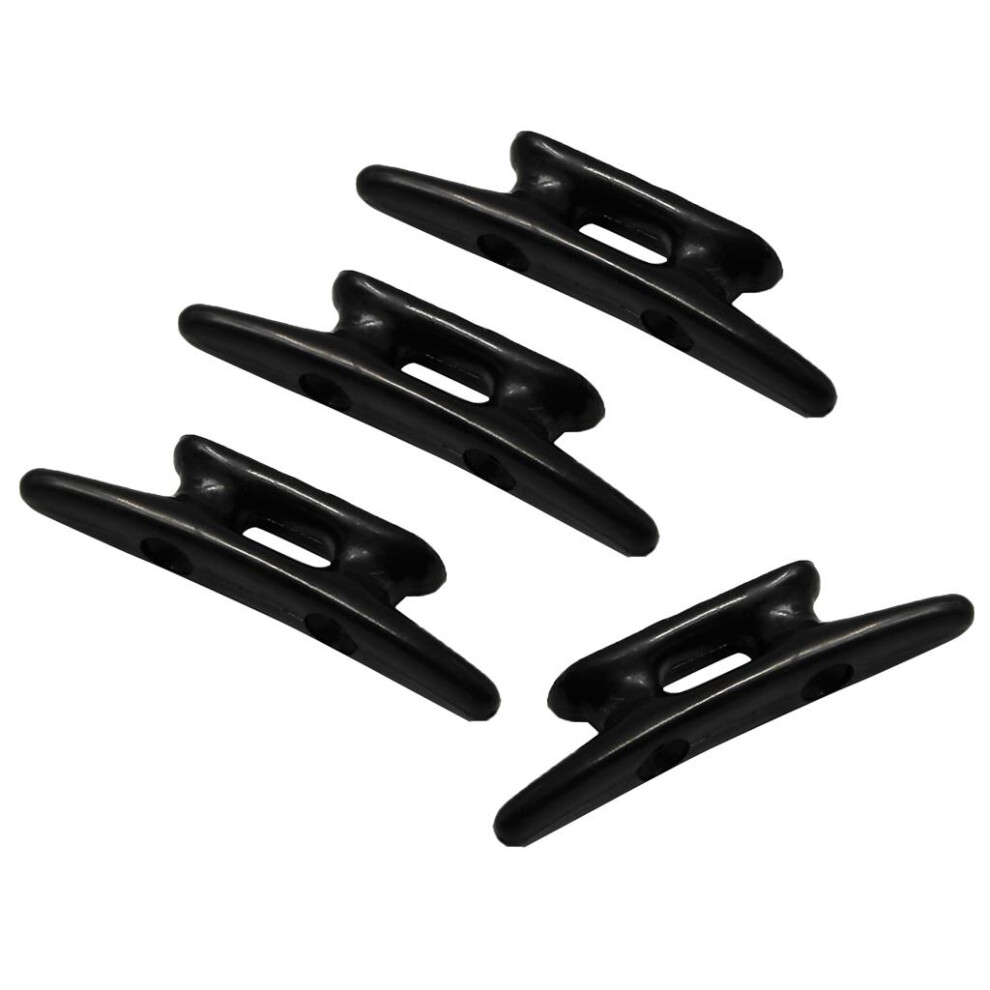 4X 3" Nylon Closed Base Marine Boat & Dock 3 Inch 75Mm Cleat Black 6902696564627