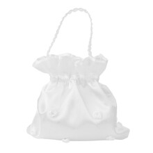 Satin Pearl Rhinestone Wedding Bridal Dolly Bag Handbag Ivory 22x20cm