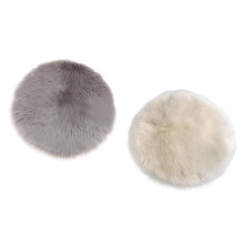 2PCS Shaggy Soft Small Area Rug Faux Sheepskin Carpet Mat White and Gr