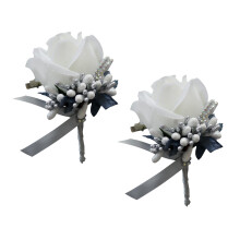 2x Stimulation Rose Flower Brooch Pin Wedding Corsage Pin White Silver