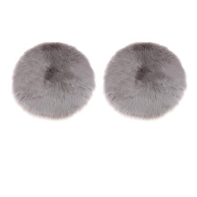 2 Pack Soft Sheepskin Skin Faux Fur Fake Rug Mat Small Rugs Gray
