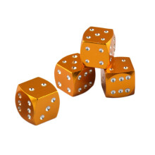 4 Pieces Dice Dust Valve Caps Novelty Fun Retro Auto Car-styling Golde