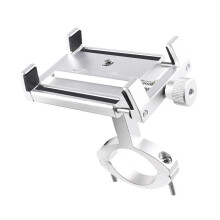 Motorcycle Handlebar Phone Mount for Samsung Note20 10 Silver no Rotat