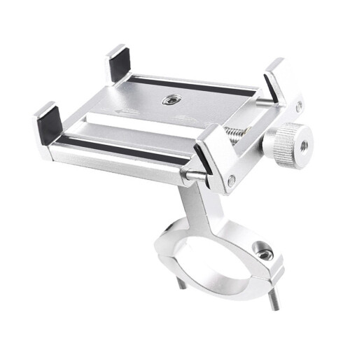 Motorcycle Handlebar Phone Mount for Samsung Note20 10 Silver no Rotat