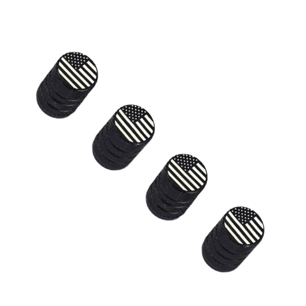 Usa American Flag - Tire Rim Valve Stem Caps - Aluminum Black 6902696534675