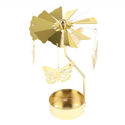 Christmas Decor Rotating Candle Tea Light Holder Candlestick Gold Butt