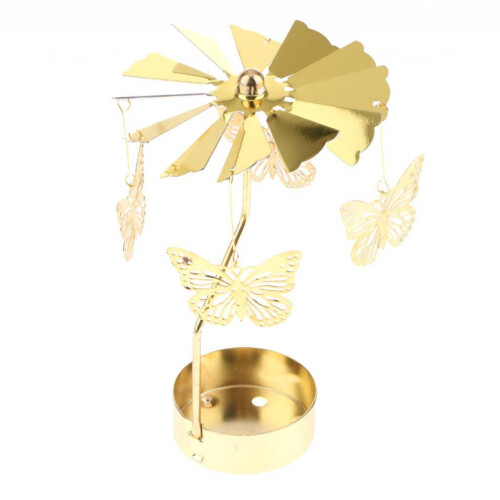 Christmas Decor Rotating Candle Tea Light Holder Candlestick Gold Butt 1
