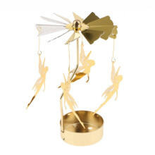 Christmas Decor Rotating Candle Tea Light Holder Candlestick Gold Elf