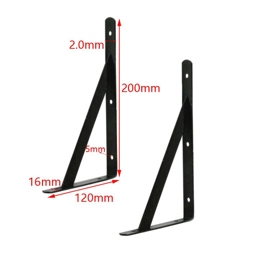 2 Pieces Metal  L Shaped Wall Shelf Bracket Rack Support 200x120x2mm B 1