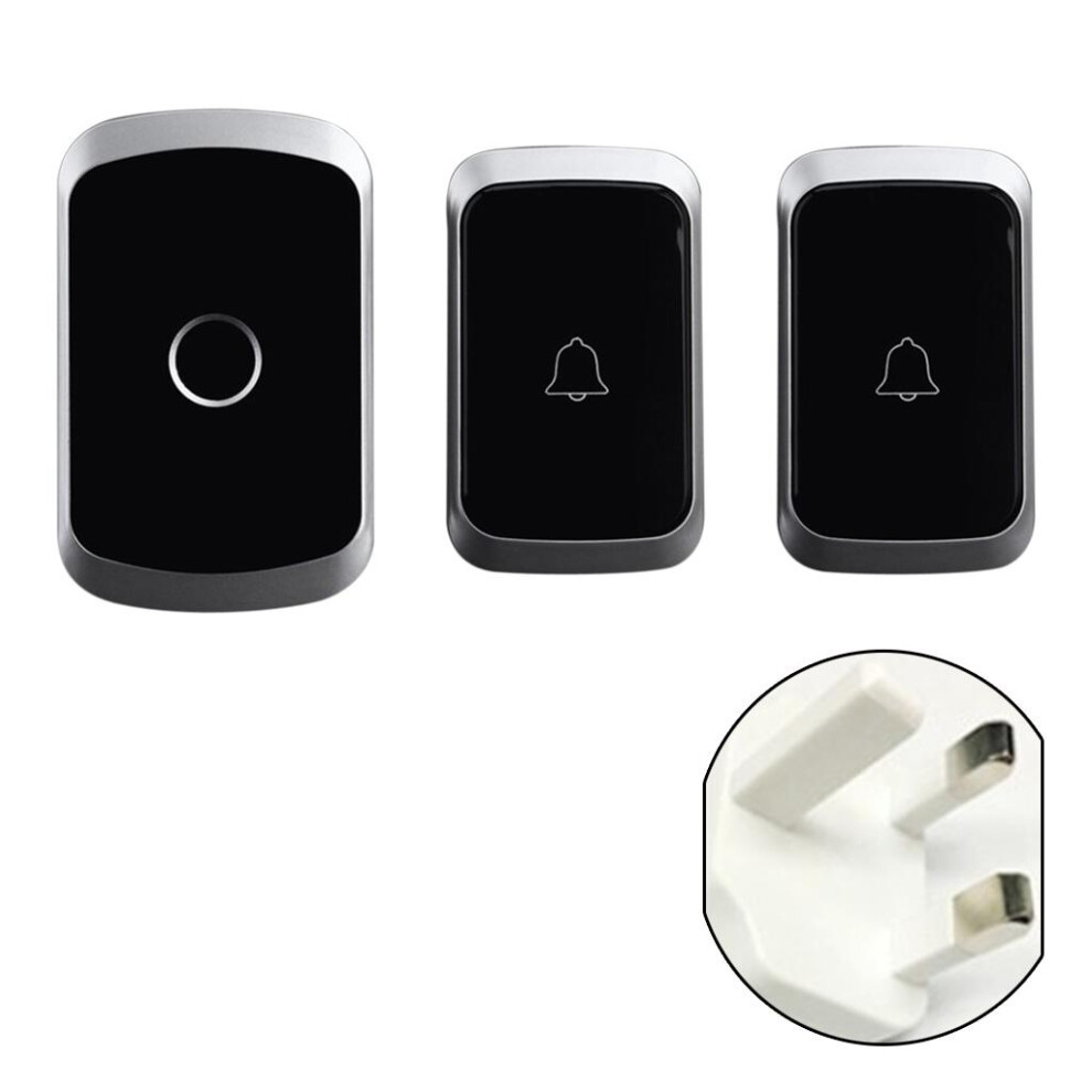 Uk 300M Wireless Doorbell Chime - 1 Plugin Receiver + 2 Transmitter Bl 6902696594921