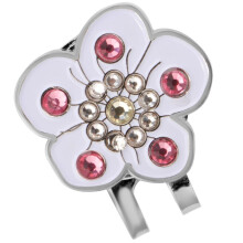 Plum Blossom Golf Crystal Cap Clip Ball Marker for Golf Cap Visor Whit