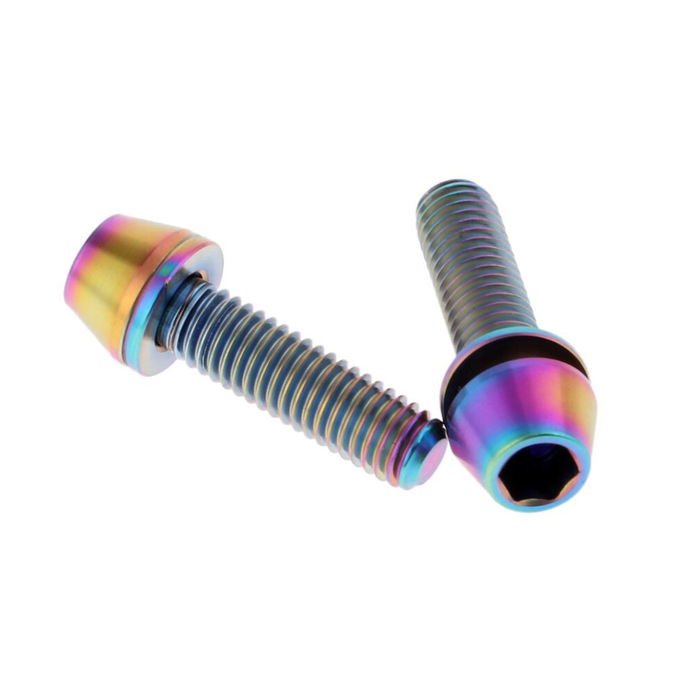 2 Pieces Titanium Alloy Bike Tapered Head Bolt Screws Washer M5x20, Co 6902696602114