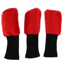 3pcs Long Neck Golf Club Head Cover Wood Headcover for Women Red+Blac