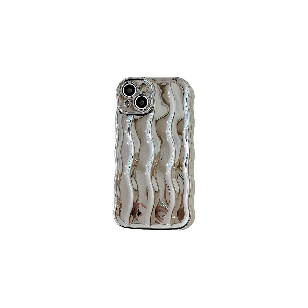 Water Ripple Case For Iphone 16 Pro Max With Electroplated Edge, Shockproof Slim Cover, Silver 9169991084091