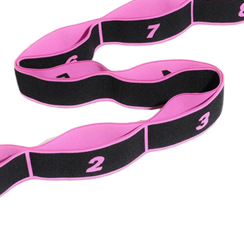 Yoga Pull Strap Fitness Stretching Band Resistance Loop Pink_8 Loops 2