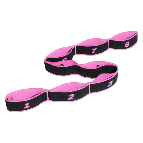 Yoga Pull Strap Fitness Stretching Band Resistance Loop Pink_8 Loops