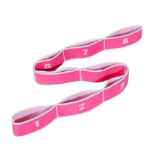 Yoga Pull Strap Fitness Stretching Band Resistance Loop Pink White_8 L