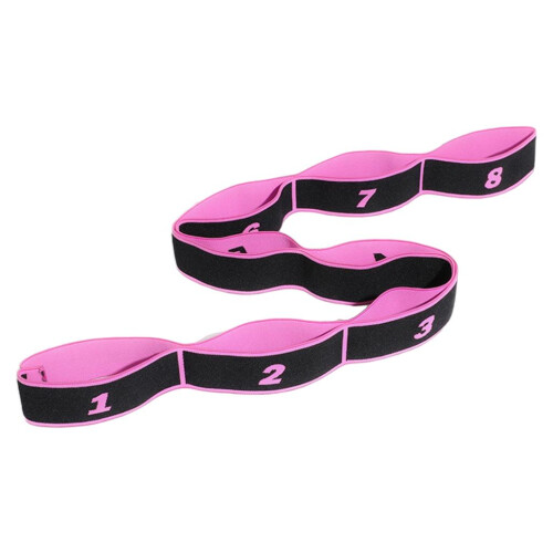 Yoga Pull Strap Fitness Stretching Band Resistance Loop Pink_8 Loops 1