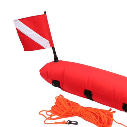 Safe Inflatable Scuba Diving Spearfishing Float Buoy +Dive Flag Red 2