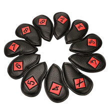 Golf Iron Headcover Club Head Cover Protection Sticker Closure Black+R